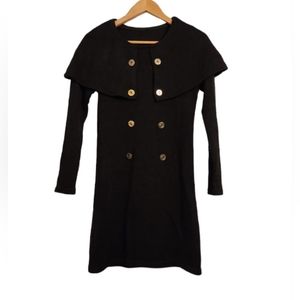 Black Knit Dress with Gold Buttons